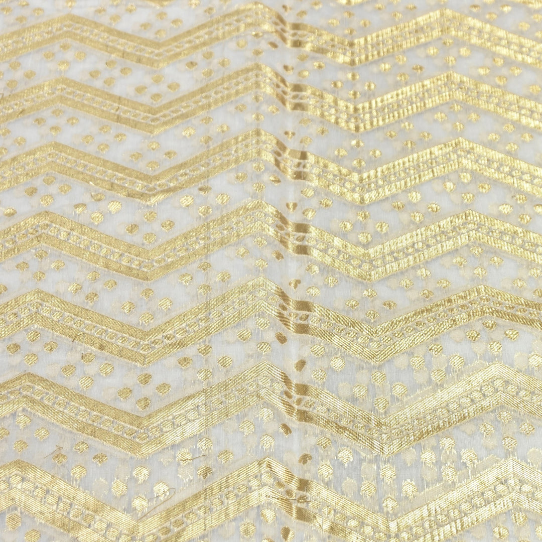 Banarasi Chanderi Gold Mat Zari Fabric – Premium Designer Ethnic Wear Fabric 000313-40