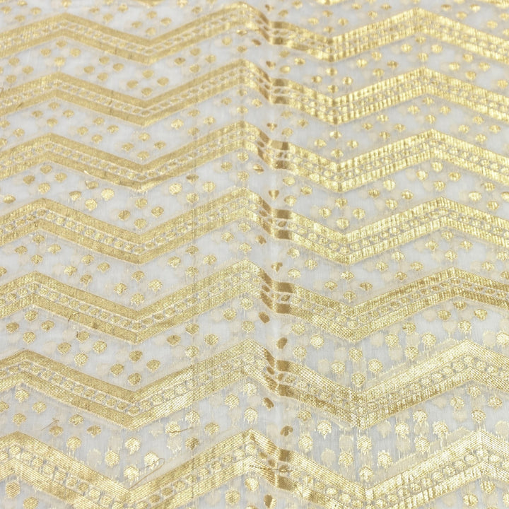 Banarasi Chanderi Gold Mat Zari Fabric – Premium Designer Ethnic Wear Fabric 000313-40