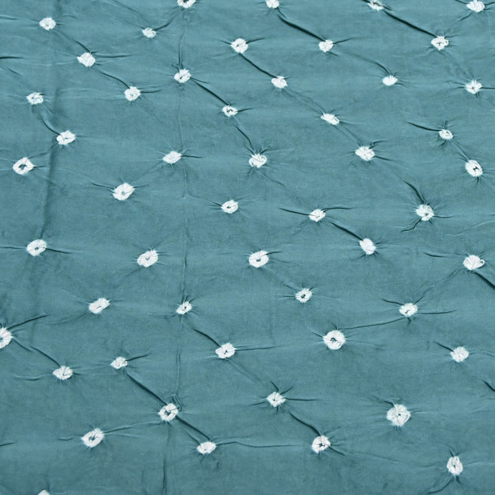Sea Mist Teal color Bemberg Satin Digital Bandhani Print Designer Fabric GT0001-9