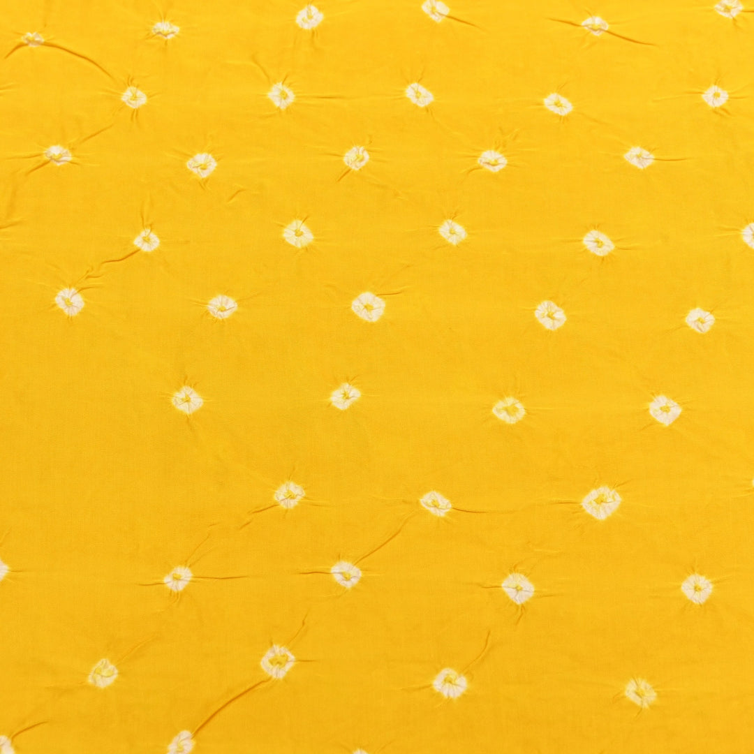 Lightning Yellow color Bemberg Satin Digital Bandhani Print Designer Fabric GT0001-10