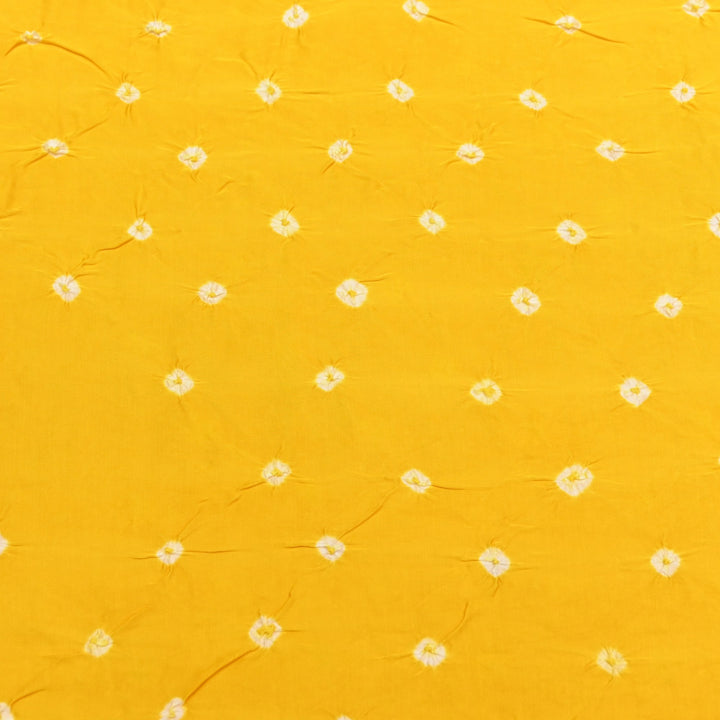 Lightning Yellow color Bemberg Satin Digital Bandhani Print Designer Fabric GT0001-10