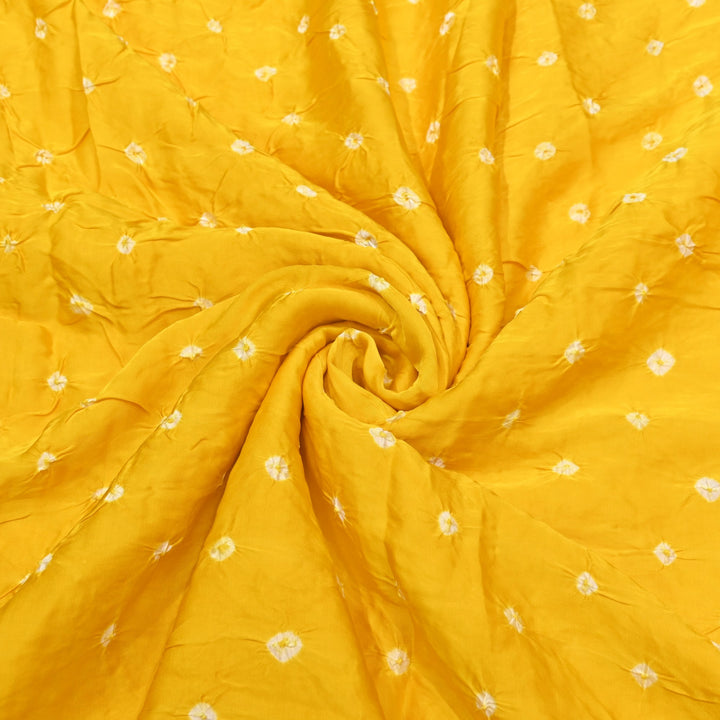 Lightning Yellow color Bemberg Satin Digital Bandhani Print Designer Fabric GT0001-10