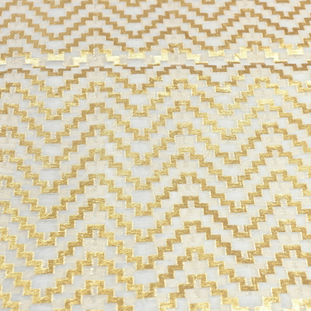 Banarasi Chanderi Gold Mat Zari Fabric – Premium Designer Ethnic Wear Fabric 000313-41