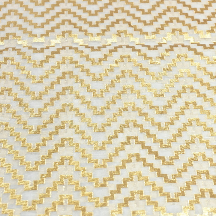 Banarasi Chanderi Gold Mat Zari Fabric – Premium Designer Ethnic Wear Fabric 000313-41