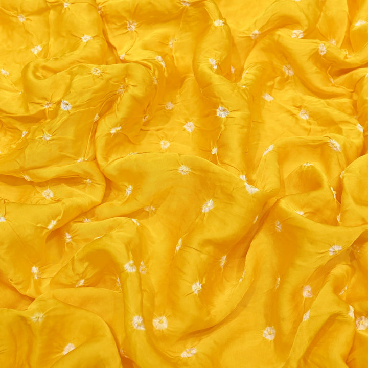 Lightning Yellow color Bemberg Satin Digital Bandhani Print Designer Fabric GT0001-10