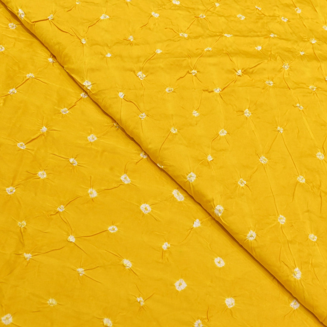 Lightning Yellow color Bemberg Satin Digital Bandhani Print Designer Fabric GT0001-10