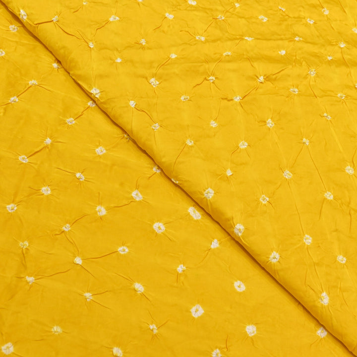 Lightning Yellow color Bemberg Satin Digital Bandhani Print Designer Fabric GT0001-10