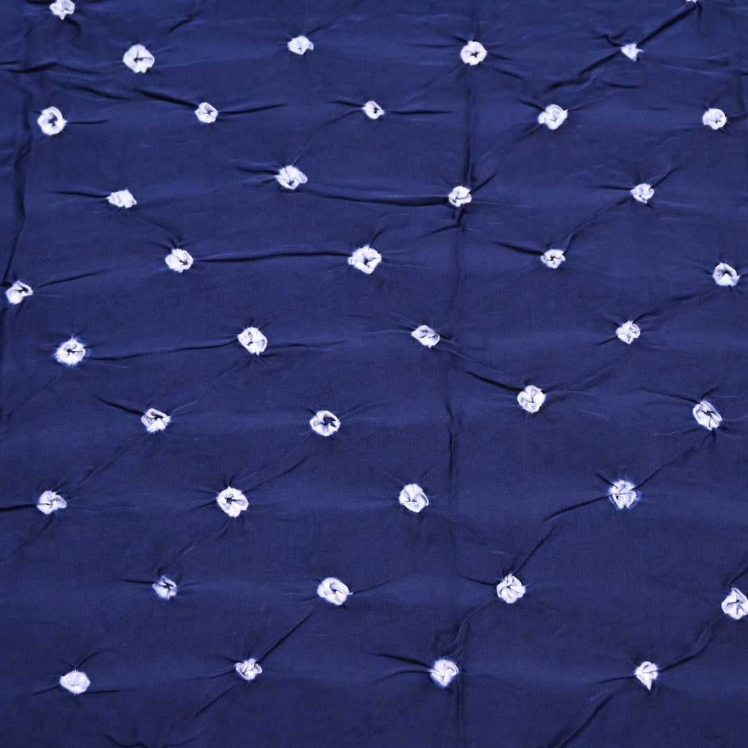 Navy Blue color Bemberg Satin Digital Bandhani Print Designer Fabric GT0001-11