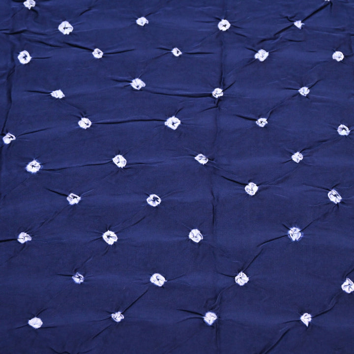 Navy Blue color Bemberg Satin Digital Bandhani Print Designer Fabric GT0001-11