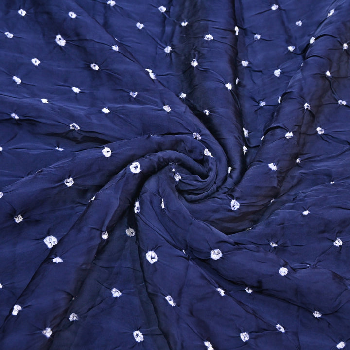 Navy Blue color Bemberg Satin Digital Bandhani Print Designer Fabric GT0001-11