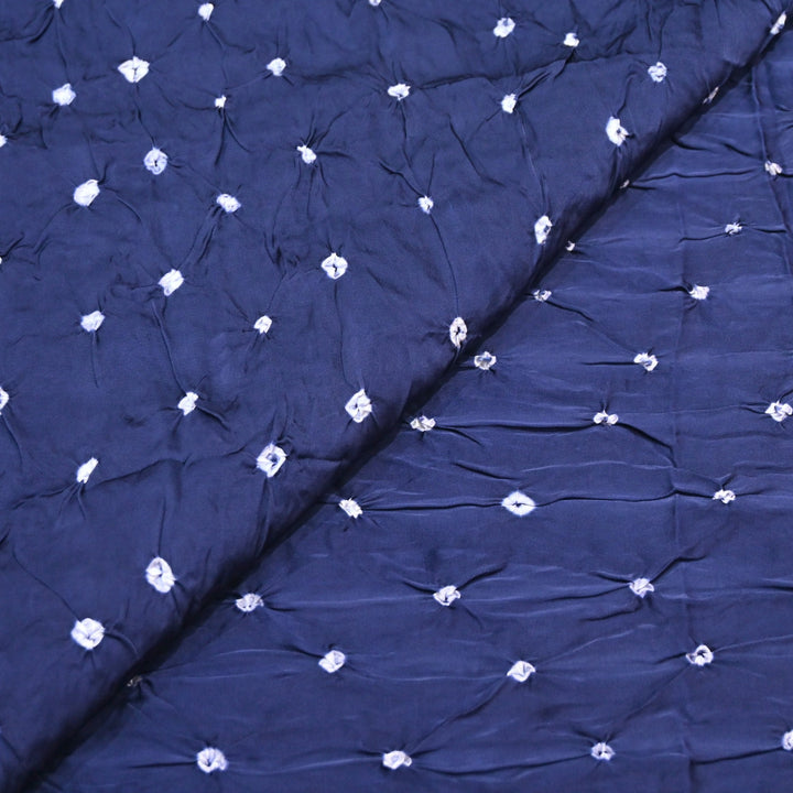 Navy Blue color Bemberg Satin Digital Bandhani Print Designer Fabric GT0001-11