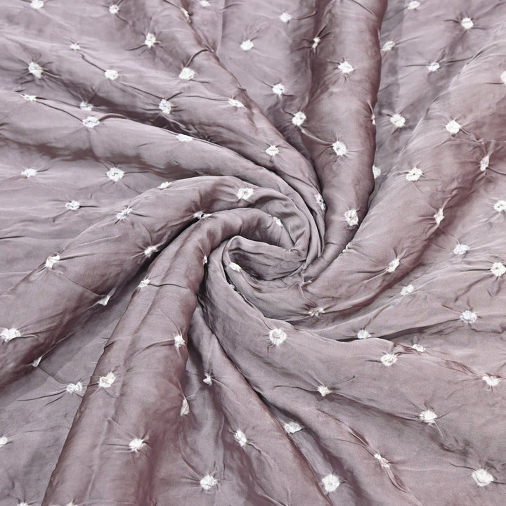 Mauve Color Bemberg Satin Digital Bandhani Print Designer Fabric GT0001-12