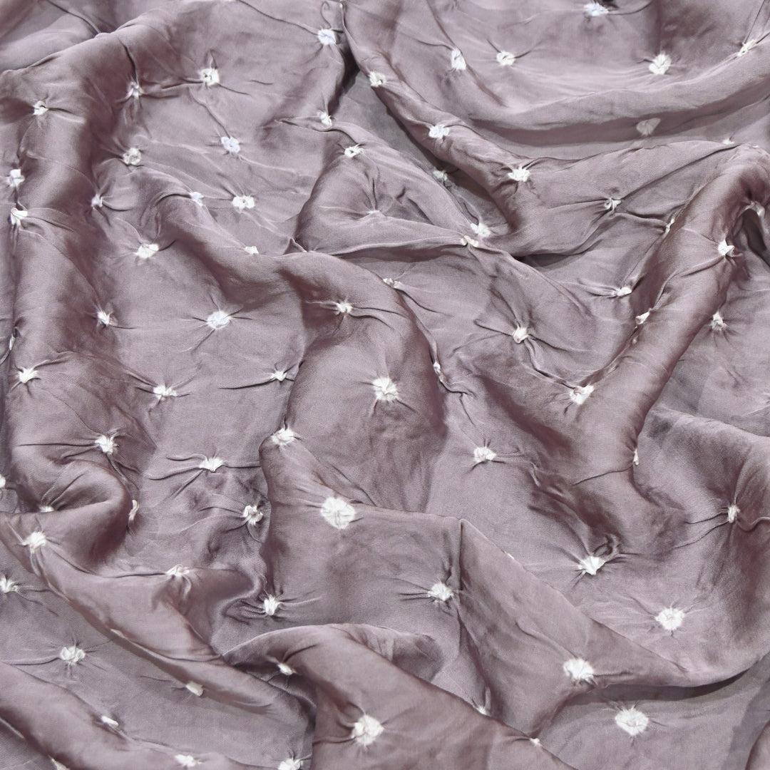 Mauve Color Bemberg Satin Digital Bandhani Print Designer Fabric GT0001-12