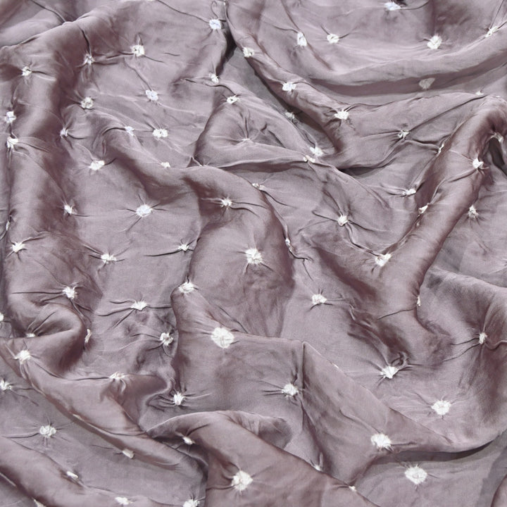 Mauve Color Bemberg Satin Digital Bandhani Print Designer Fabric GT0001-12