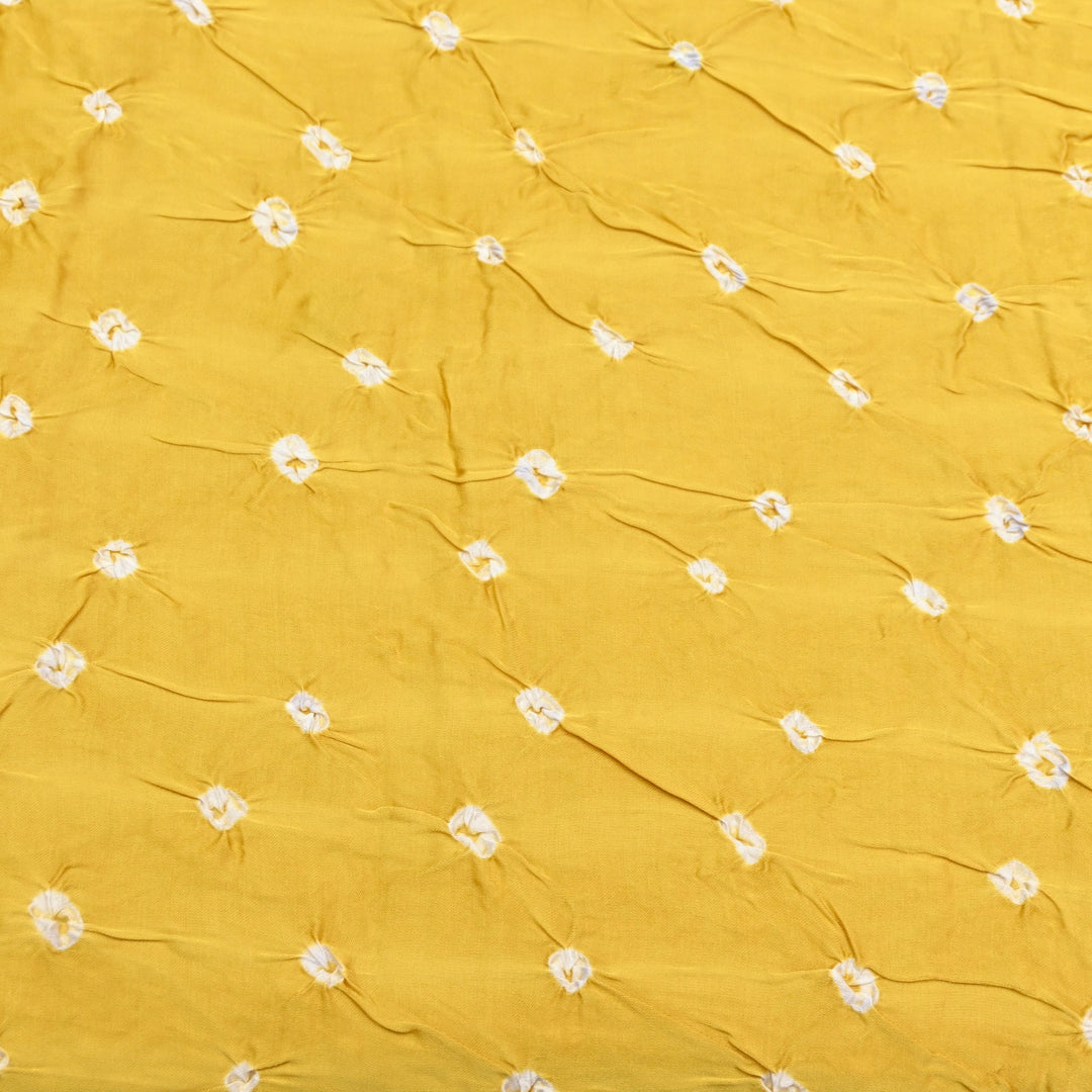 Bright Yellow Bemberg Satin Digital Bandhani Print Designer Fabric GT0001-13