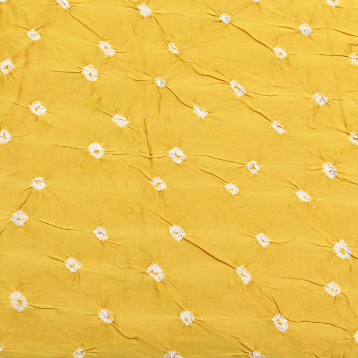 Bright Yellow Bemberg Satin Digital Bandhani Print Designer Fabric GT0001-13