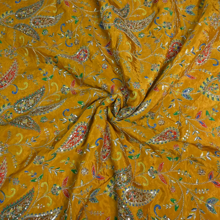 Crepe Position Prints, Zari & Sequins Embroidery Fabrics