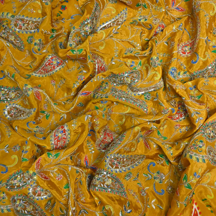 Crepe Position Prints, Zari & Sequins Embroidery Fabrics