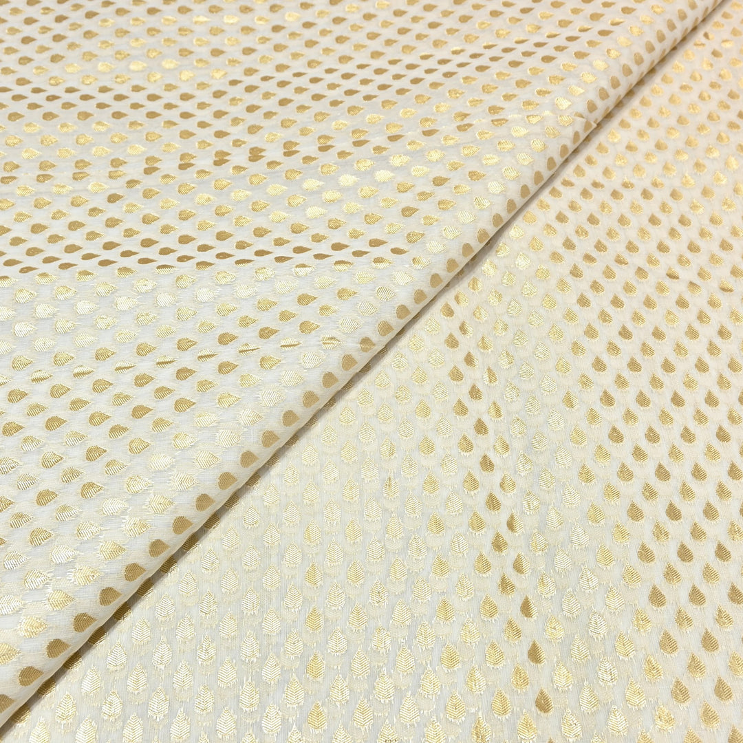 Banarasi Chanderi Gold Mat Zari Fabric – Premium Designer Ethnic Wear Fabric 000313-39