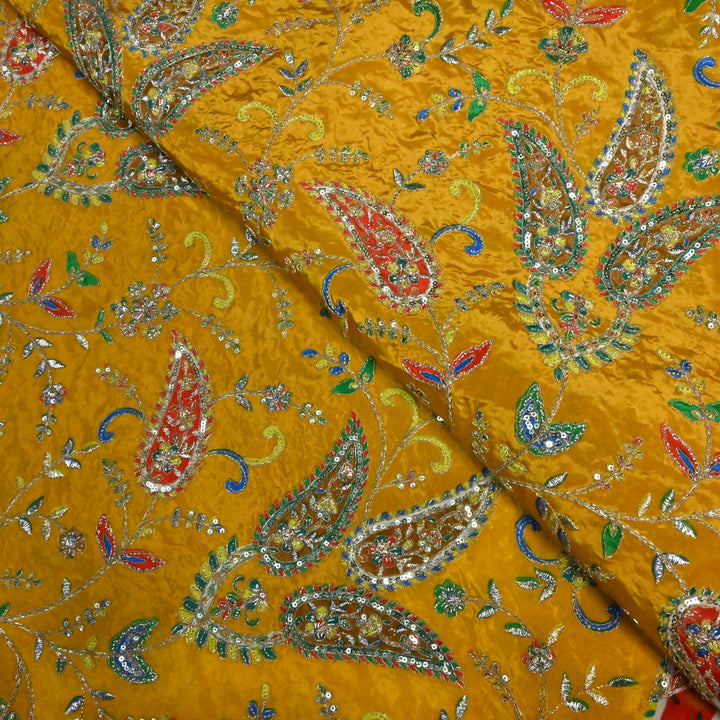 Crepe Position Prints, Zari & Sequins Embroidery Fabrics
