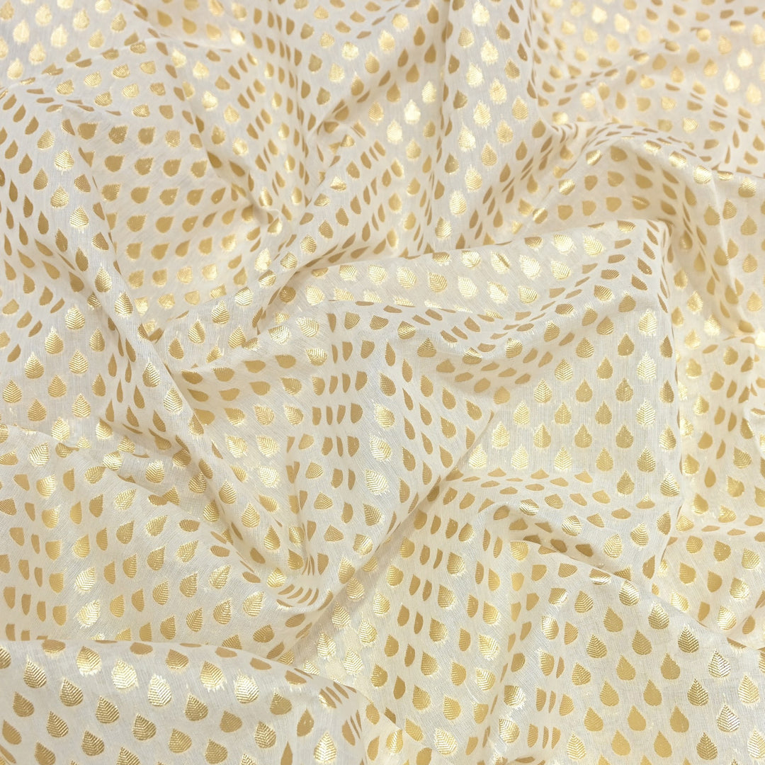 Banarasi Chanderi Gold Mat Zari Fabric – Premium Designer Ethnic Wear Fabric 000313-39