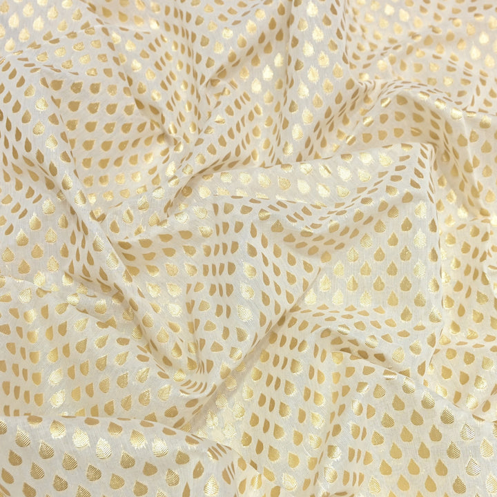 Banarasi Chanderi Gold Mat Zari Fabric – Premium Designer Ethnic Wear Fabric 000313-39