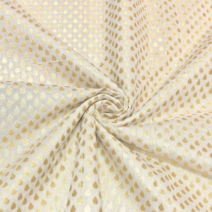 Banarasi Chanderi Gold Mat Zari Fabric – Premium Designer Ethnic Wear Fabric 000313-39