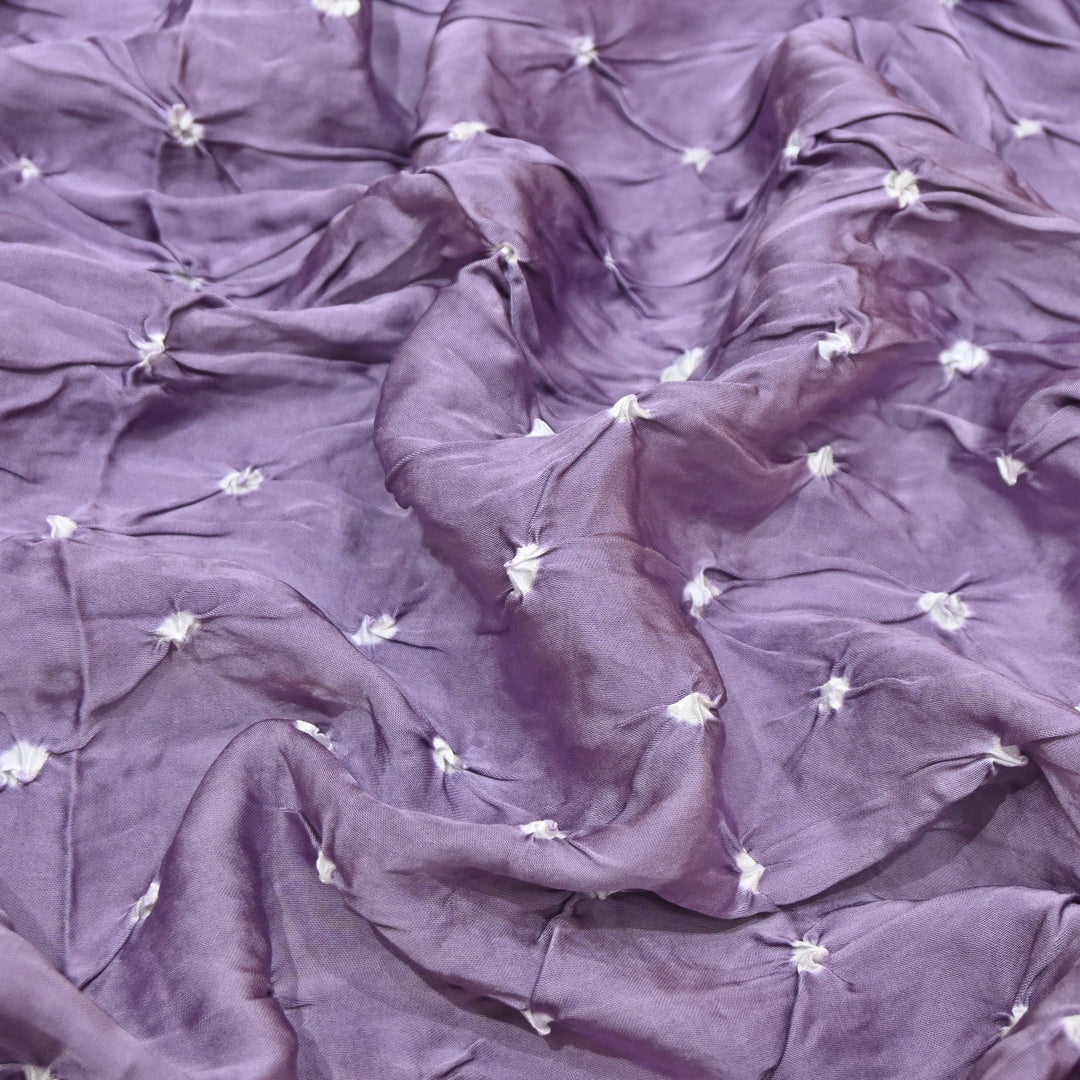 Purple Color Bemberg Satin Digital Bandhani Print Designer Fabric GT0001-14