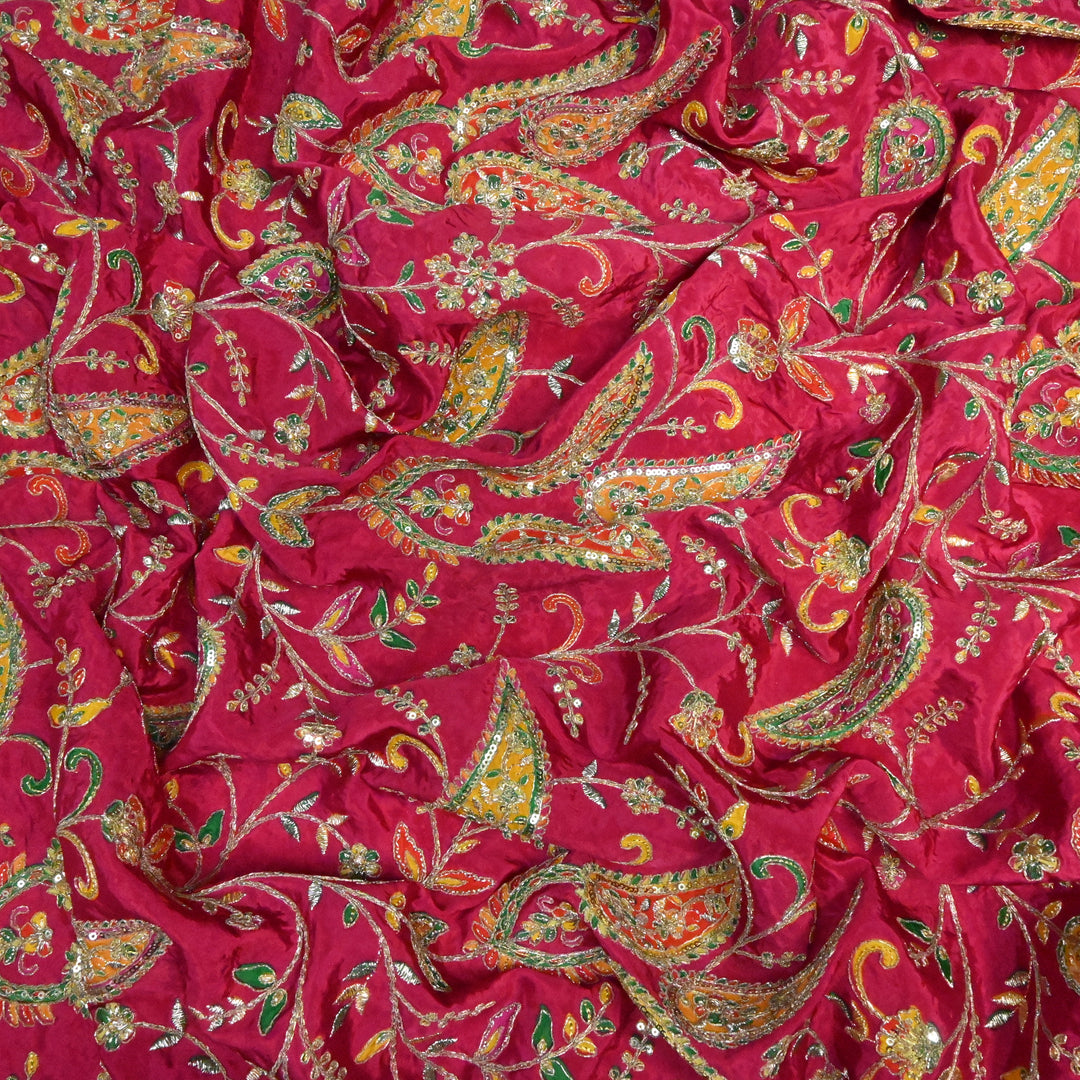 Crepe Position Prints, Zari & Sequins Embroidery Fabrics
