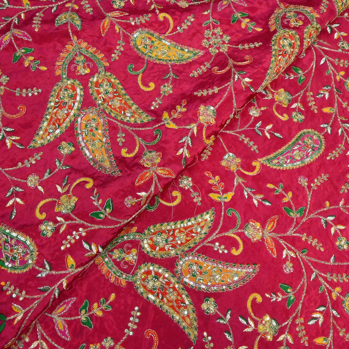 Crepe Position Prints, Zari & Sequins Embroidery Fabrics