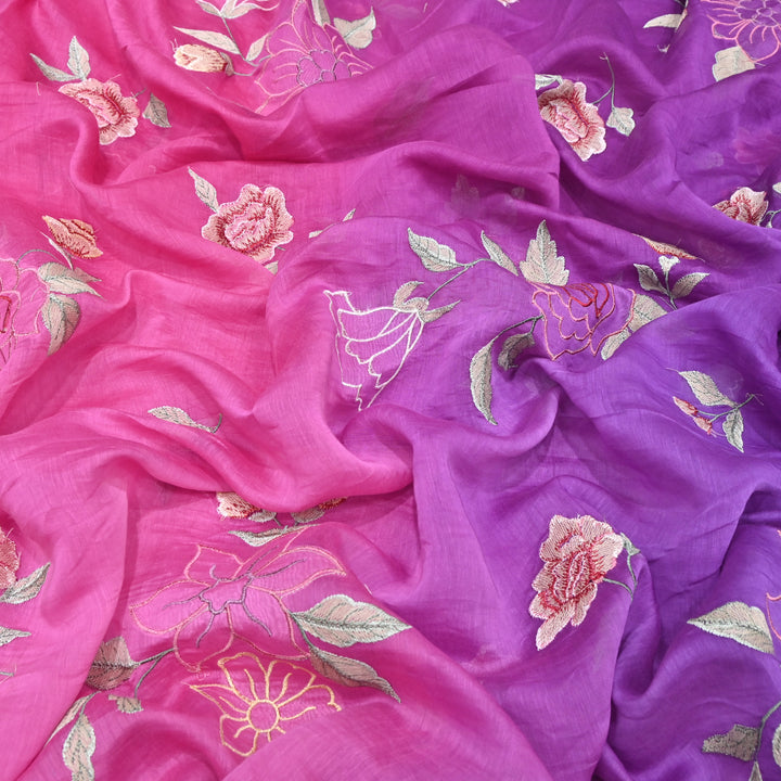Shaded Mul Chanderi Thread Embroidery Fabric GP4327-1