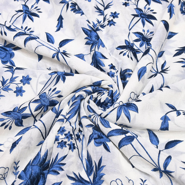 Mul Chanderi Thread Embroidery Fabric|Soft Designer Embroidered Dress Material | 00RV99-01