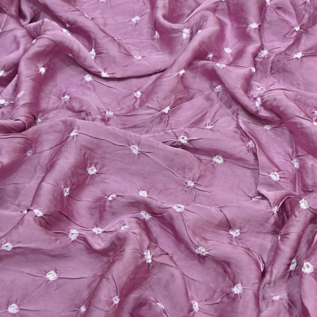 Opera Mauve Color Bemberg Satin Digital Bandhani Print Designer Fabric GT0001-16