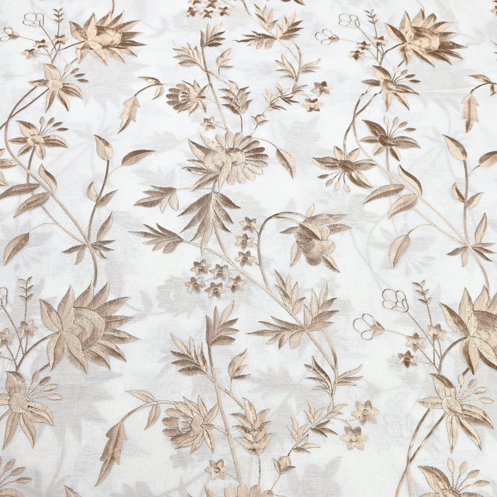 Mul Chanderi Thread Embroidery Fabric|Soft Designer Embroidered Dress Material | 00RV99-02