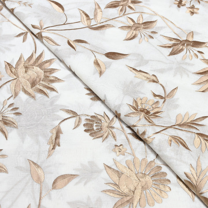 Mul Chanderi Thread Embroidery Fabric|Soft Designer Embroidered Dress Material | 00RV99-02