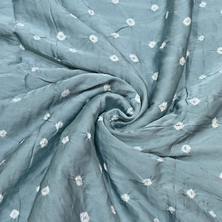 Steel Grey Color Bemberg Satin Digital Bandhani Print Designer Fabric GT0001-17