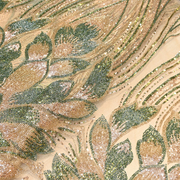 Imported Heavy Sequin & Bead Embroidery Fabric | AF6808-01