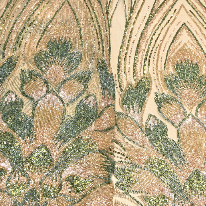 Imported Heavy Sequin & Bead Embroidery Fabric | AF6808-01