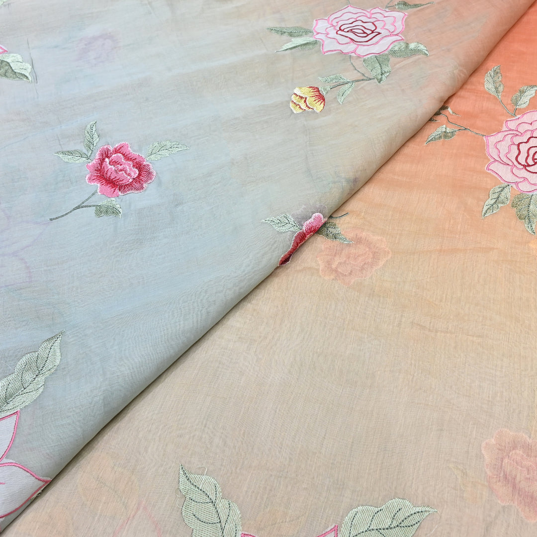 Shaded Mul Chanderi Thread Embroidery Fabric GP4327-2