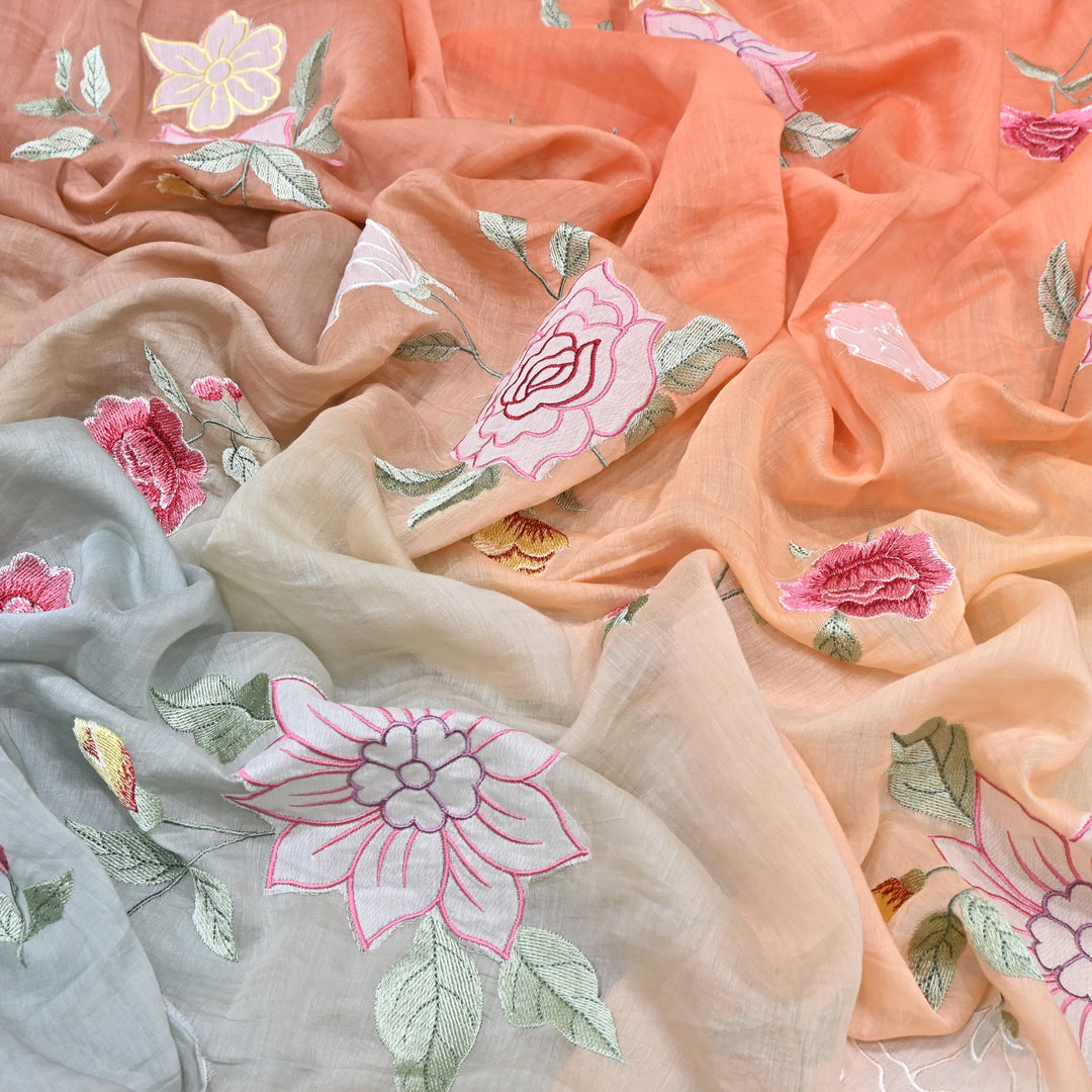 Shaded Mul Chanderi Thread Embroidery Fabric GP4327-2