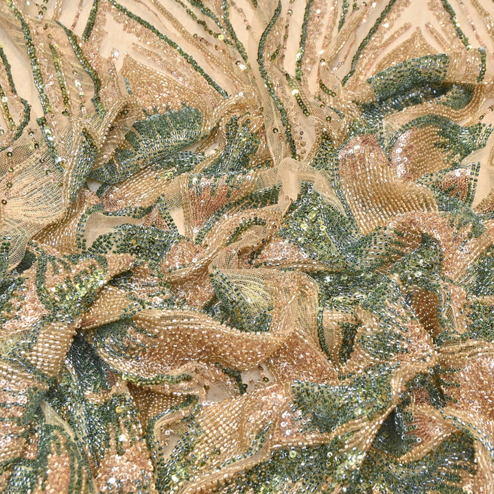 Imported Heavy Sequin & Bead Embroidery Fabric | AF6808-01