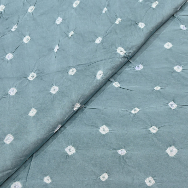 Steel Grey Color Bemberg Satin Digital Bandhani Print Designer Fabric GT0001-17