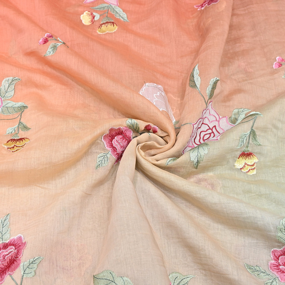 Shaded Mul Chanderi Thread Embroidery Fabric GP4327-2