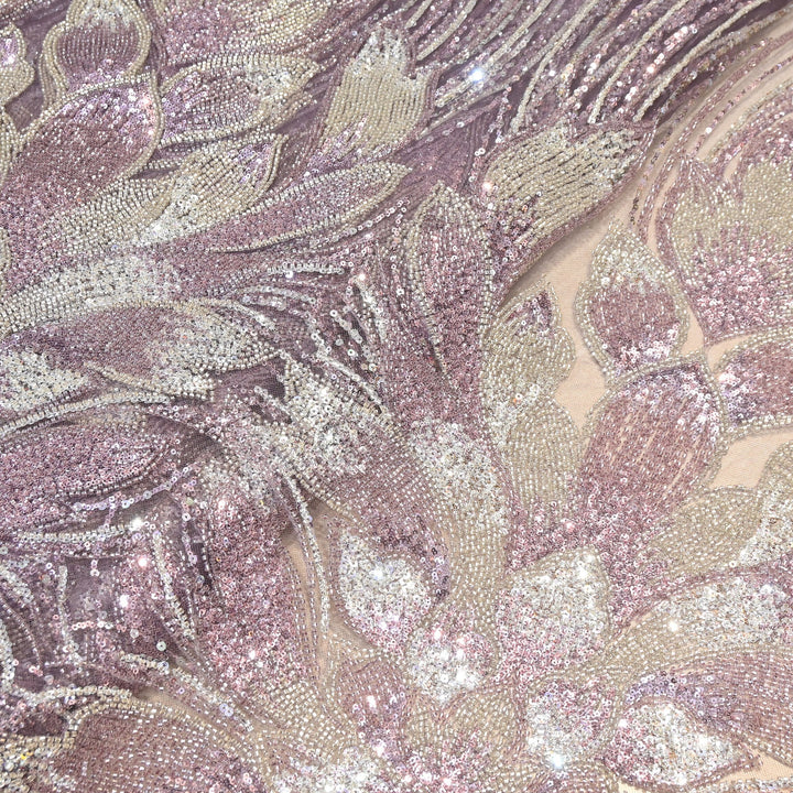 Imported Heavy Sequin & Bead Embroidery Fabric | AF6808-02