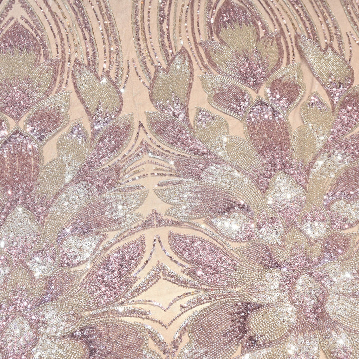 Imported Heavy Sequin & Bead Embroidery Fabric | AF6808-02
