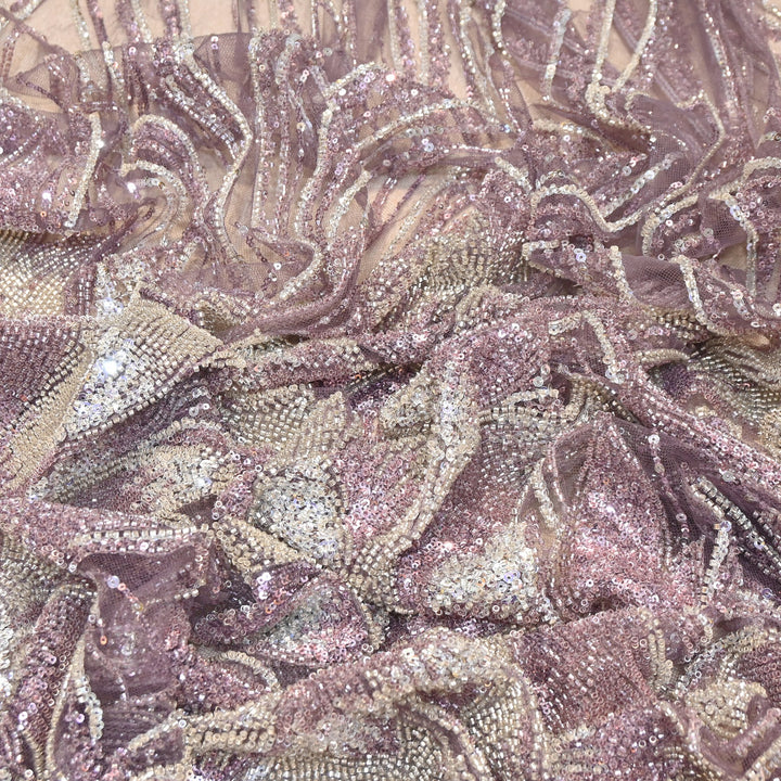 Imported Heavy Sequin & Bead Embroidery Fabric | AF6808-02