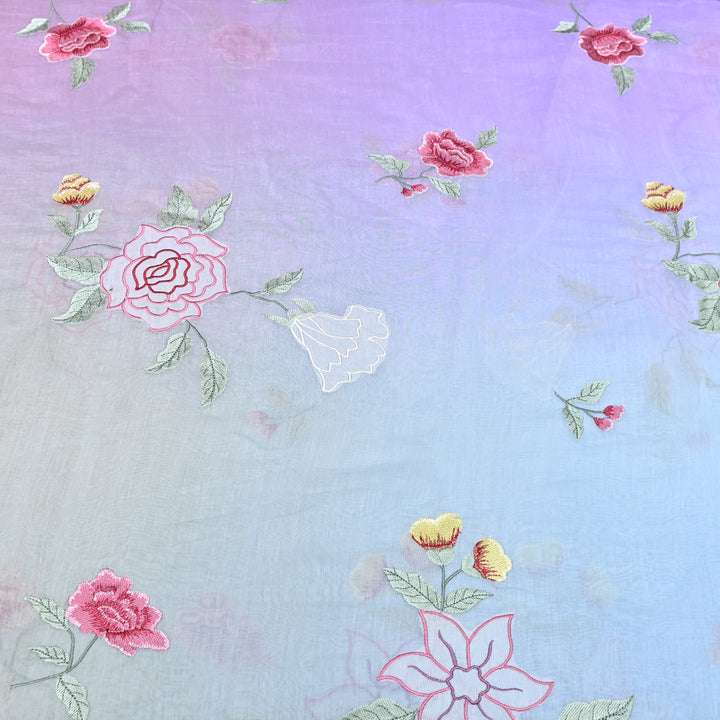 Shaded Mul Chanderi Thread Embroidery Fabric GP4327-3