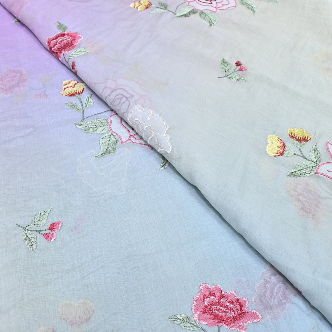 Shaded Mul Chanderi Thread Embroidery Fabric GP4327-3