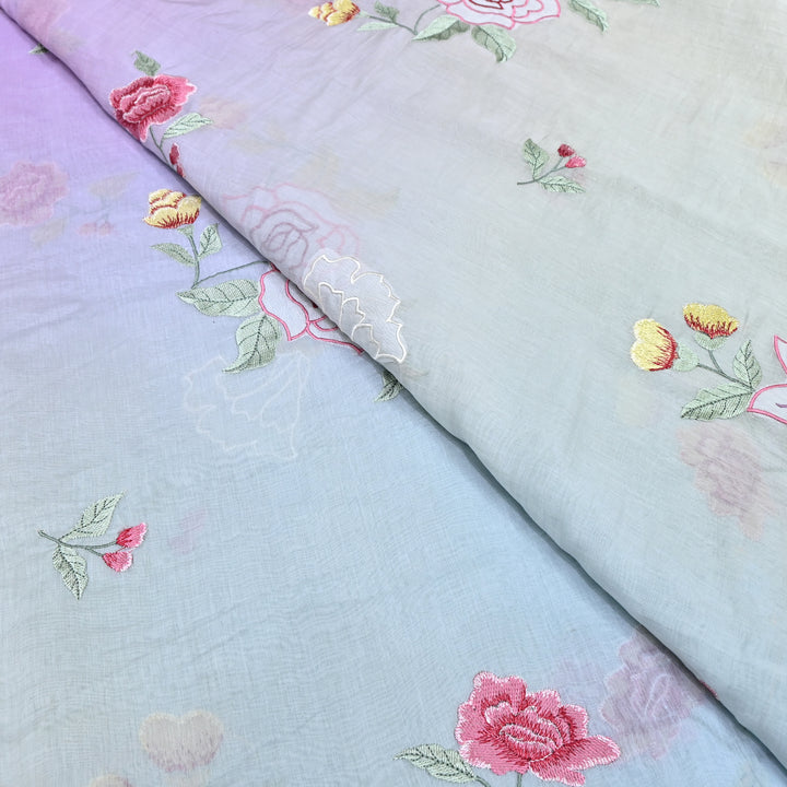 Shaded Mul Chanderi Thread Embroidery Fabric GP4327-3