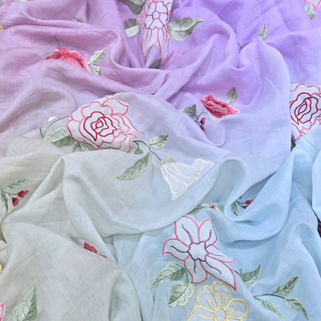 Shaded Mul Chanderi Thread Embroidery Fabric GP4327-3